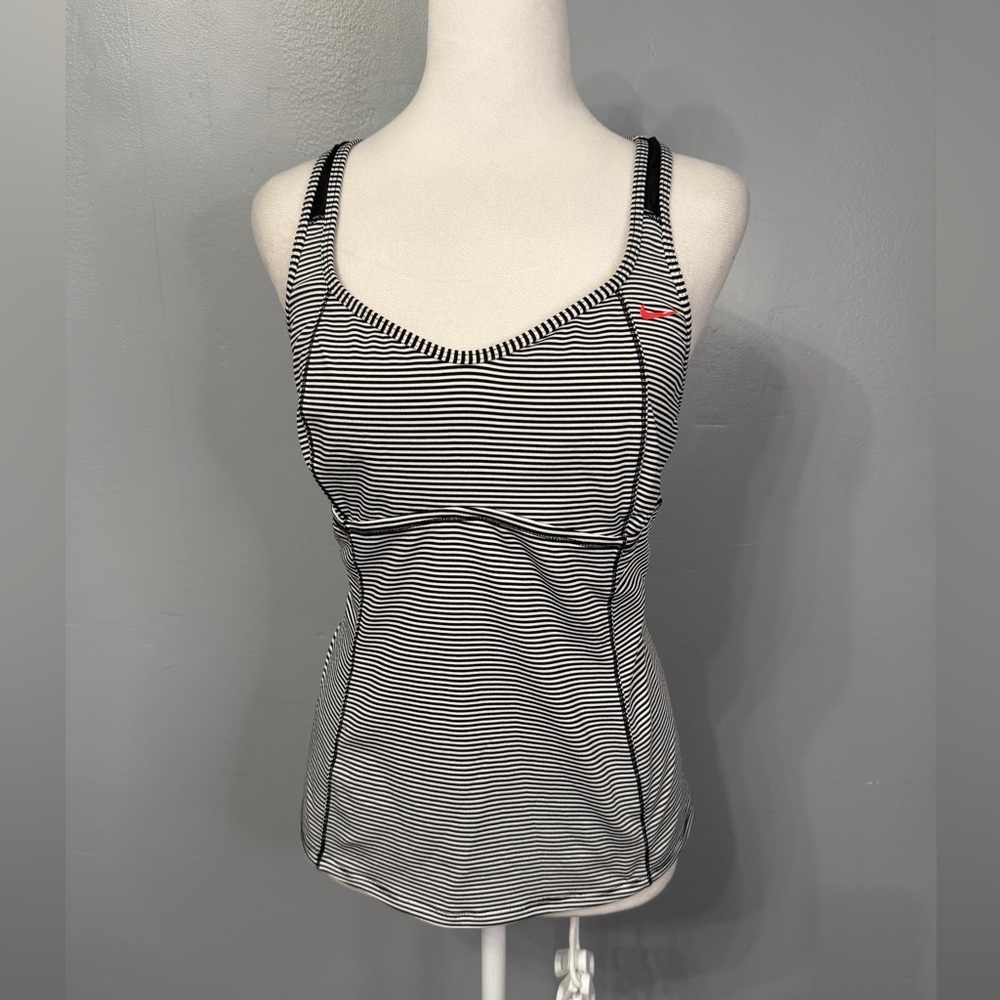 Nike black and white striped tank Top